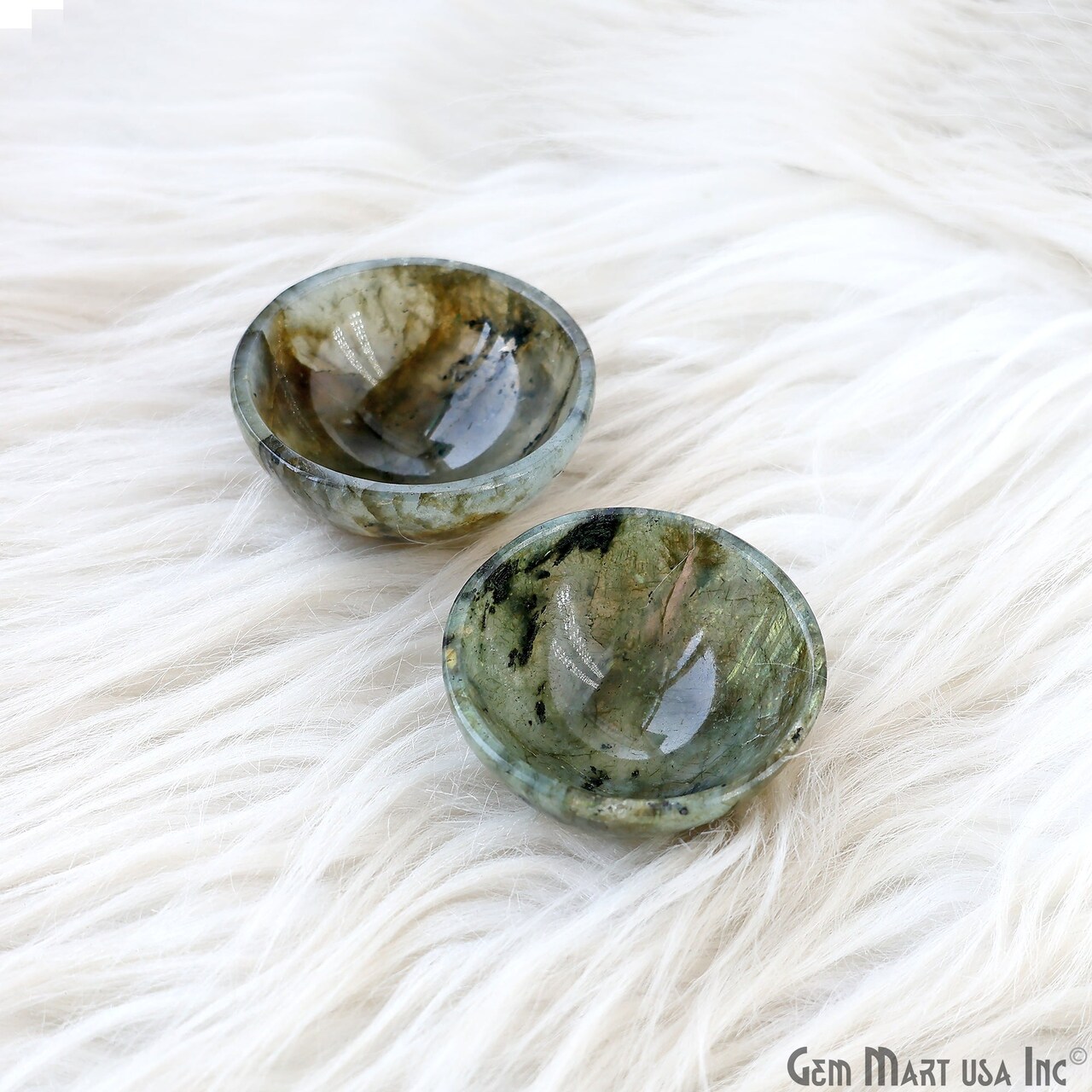 Labradorite Mini Bowl, Natural Carved Gemstone Bowl, Decorative Crystal Bowl Cup, Offering Bowl, Reiki Healing, 2 inch, GemMartUSA (LB-14306)